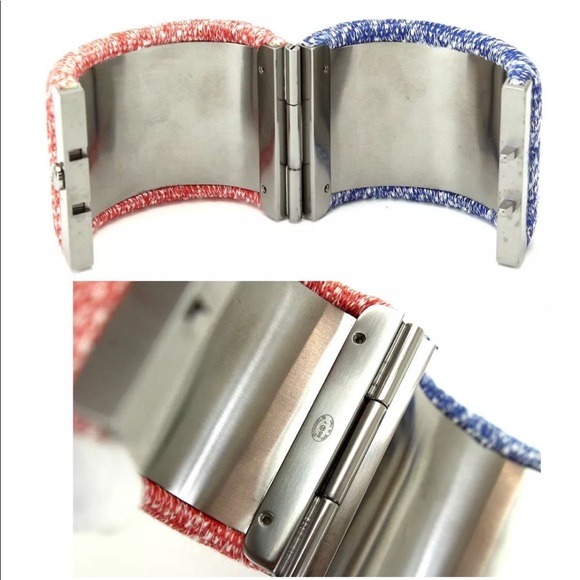 Authentic Chanel Bangle Tweed Red & Blue - Picture 8 of 8